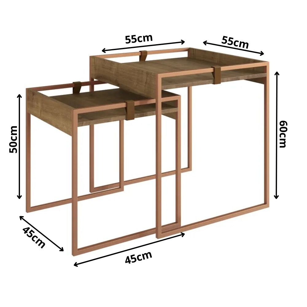 Conjunto Mesa Lateral Columbia - Marrom
