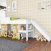 Conjunto com Cama 80 Playground com escorregador e Baú Meu Fofinho branco