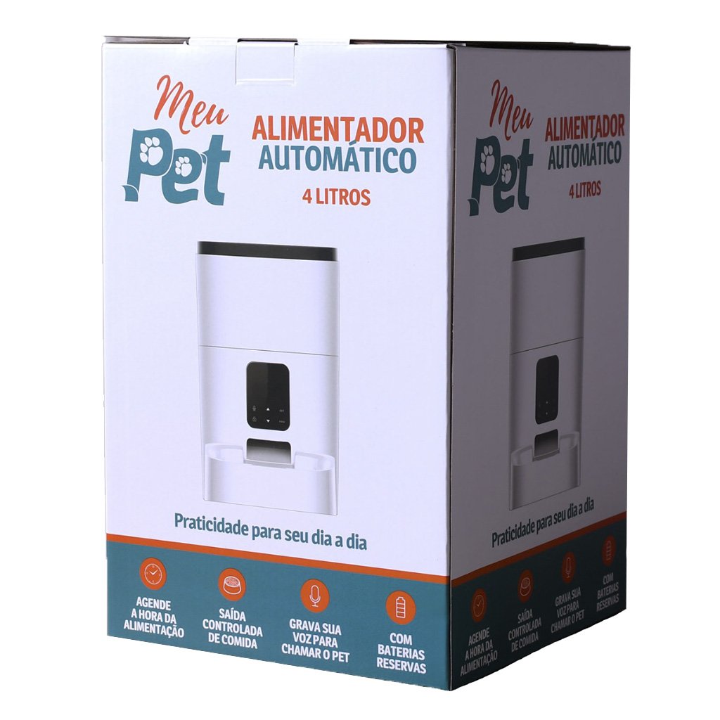 Comedouro Automático Programável 4 Litros Meu Pet  Branco