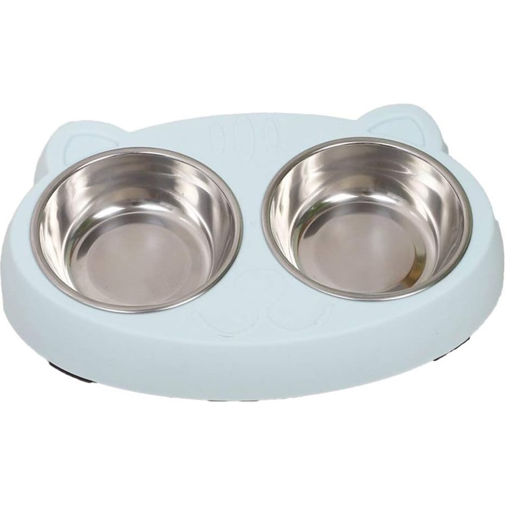 Comedouro Tigela Dupla com Tigela Removível 26x17cm Azul