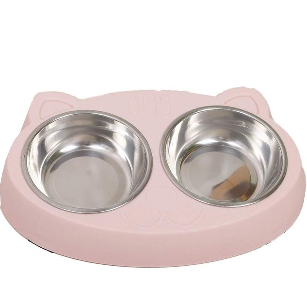 Comedouro Tigela Dupla com Tigela Removível 26x17cm Rosa