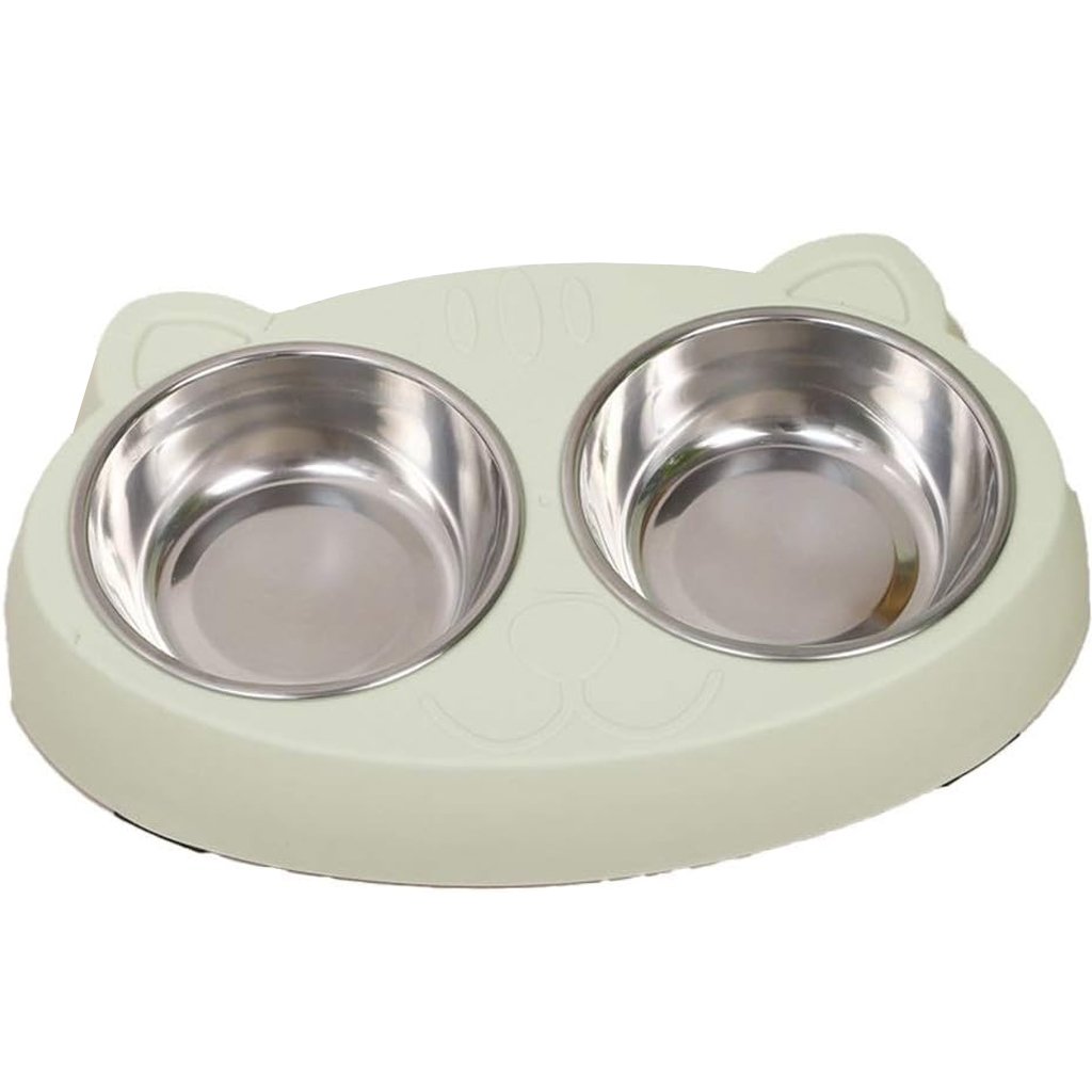 Comedouro Tigela Dupla com Tigela Removível 26x17cm Verde