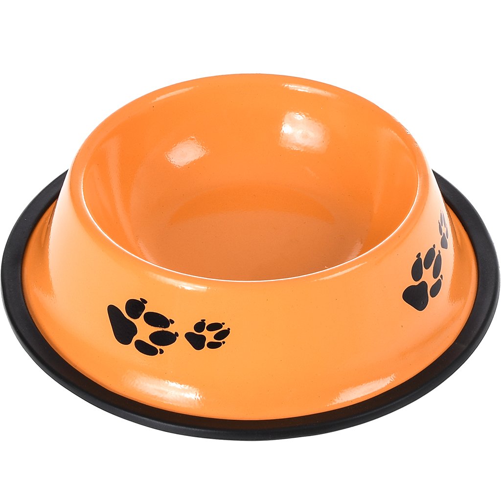 Comedouro e Bebedouro Aço Inoxidável 15cm 150ml Laranja