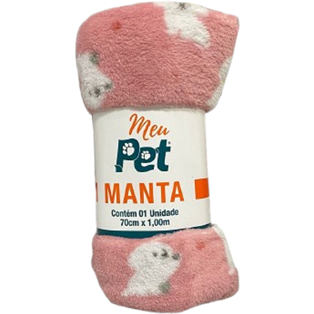 Manta Pet Microfibra 100% Poliéster 70x100cm Cachorrinho Rosa