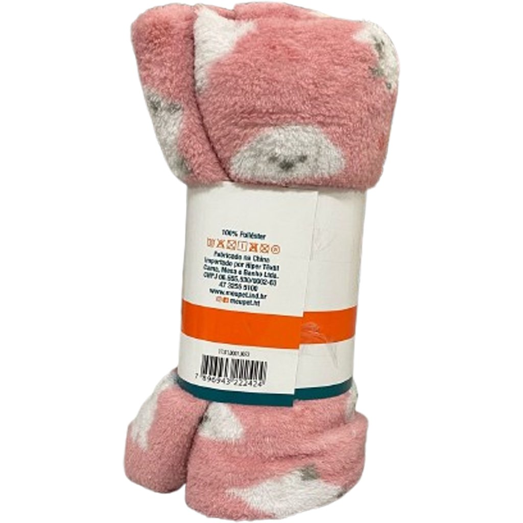 Manta Pet Microfibra 100% Poliéster 70x100cm Cachorrinho Rosa