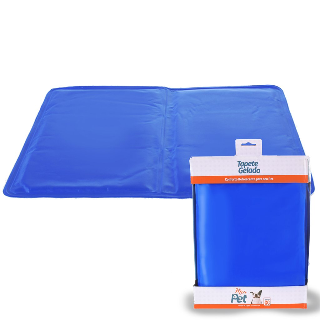Tapete Gelado Pet Cães e Gatos Tamanho GG 50x90cm Azul