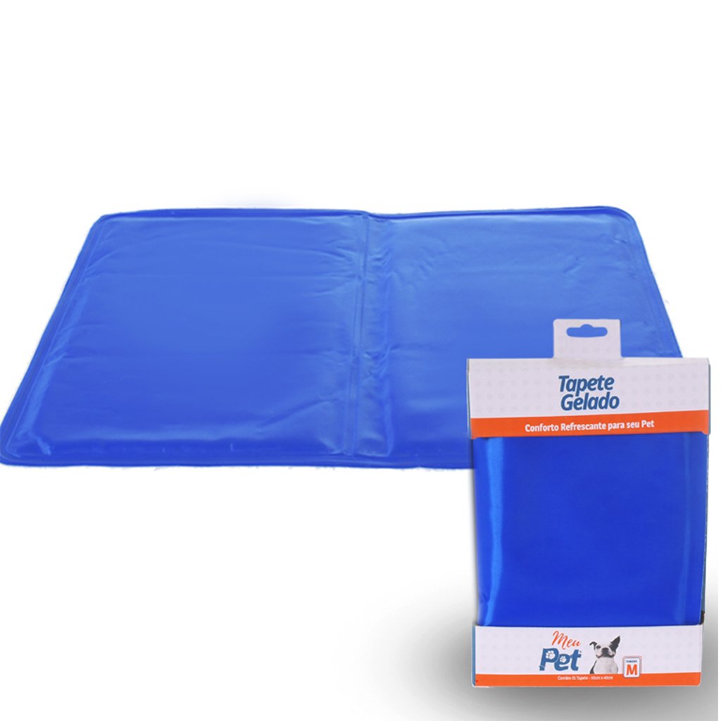 Tapete Gelado Pet Cães e Gatos Tamanho M 40x50cm Azul
