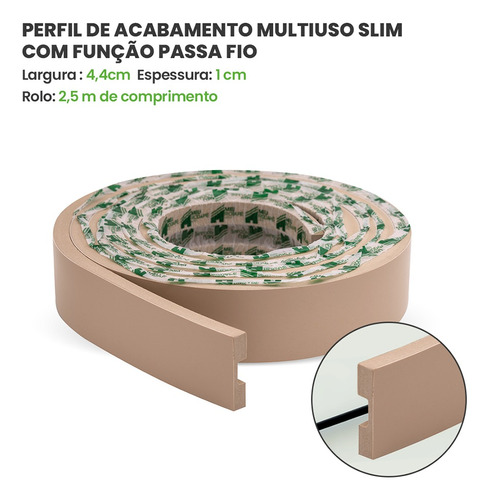 Eva Rodapé Acabamento Ripado Laminado 2,5m - Play Creme-passa fio