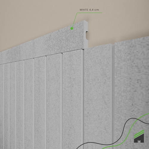 Eva Rodapé Acabamento Ripado Laminado 2,5m - Urban White-passa fio