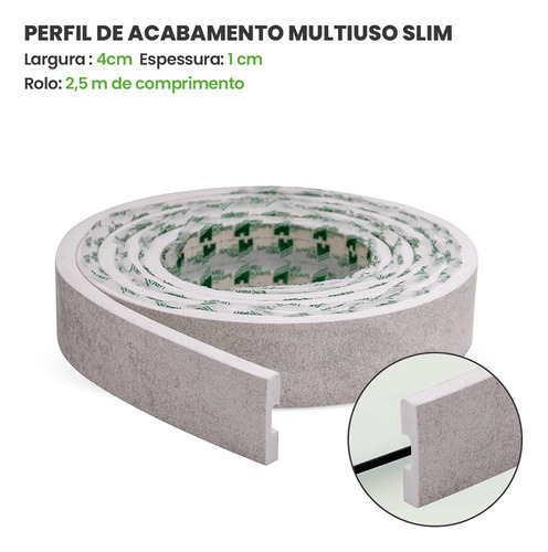 Eva Rodapé Acabamento Ripado Laminado 2,5m - Urban White-passa fio