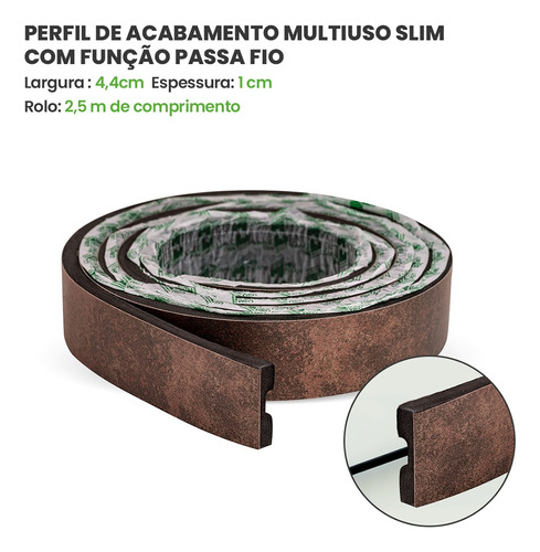 Eva Rodape Acabamento Painel Meu Rodapé 2,5m - Urban Corten-passa fio