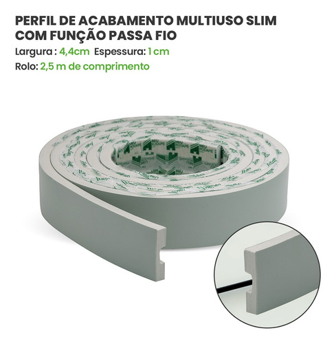 Eva Rodape Acabamento Ripado Laminado 2,5m - Play Verde-passa fio