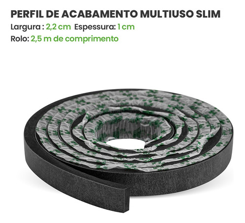 Eva Rodape Acabamento Ripado Laminado 2,5m - Urban Black