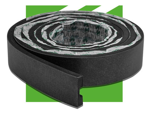 Eva Rodape Acabamento Ripado Laminado 2,5m - Urban Black-passa fio
