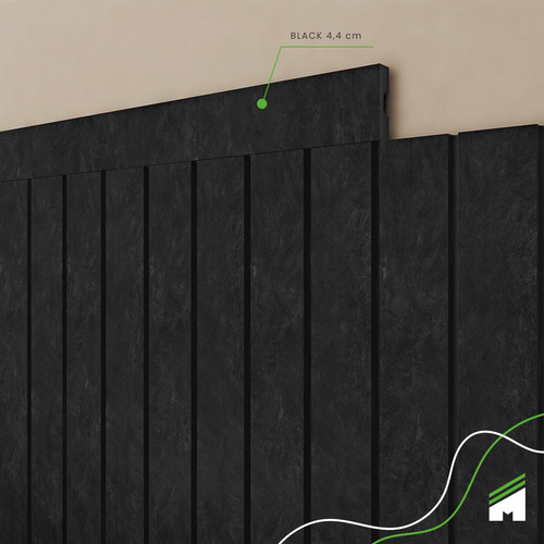 Eva Rodape Acabamento Ripado Laminado 2,5m - Urban Black-passa fio