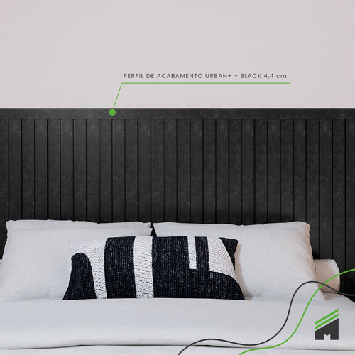 Eva Rodape Acabamento Ripado Laminado 2,5m - Urban Black-passa fio
