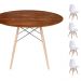 Conjunto Mesa Eames Eiffel DSW Redonda Pau Ferro 90cm + 4 Cadeiras Eames DSW - Branca