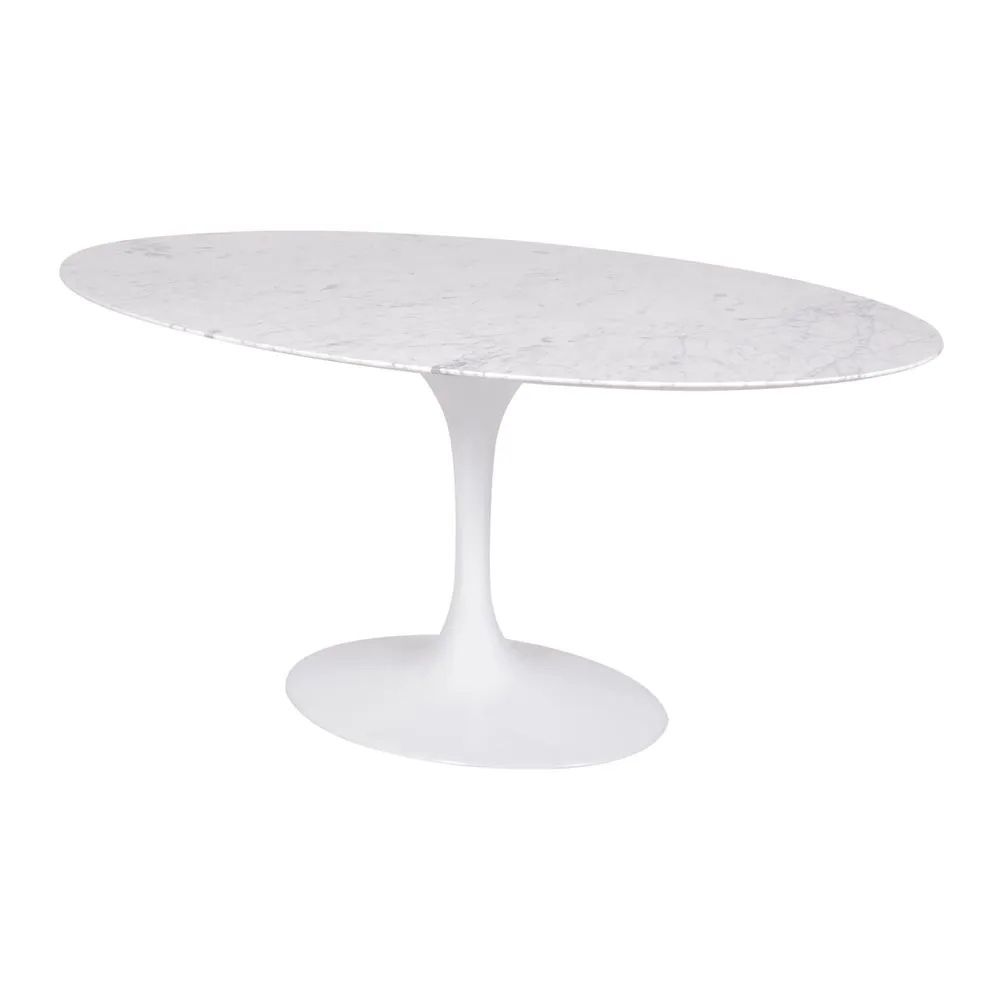 Mesa Saarinen Oval Carrara 135x90cm - Base Branca