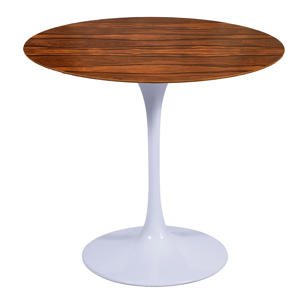 Mesa Saarinen Redonda Pau Ferro 90cm - Base Branca
