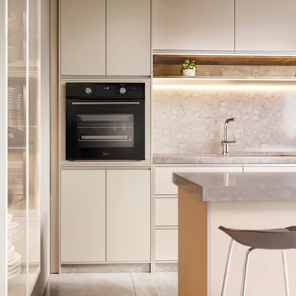 Forno Elétrico de Embutir 80L Midea com Grill Timer e Função Airfryer TSD80P2 Preto 220V