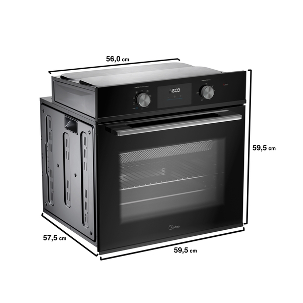 Forno Elétrico de Embutir 80L Midea com Grill Timer e Função Airfryer TSD80P2 Preto 220V