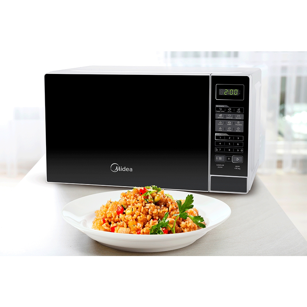 Micro-ondas Midea 20 Litros MRAS, Branco/Preto