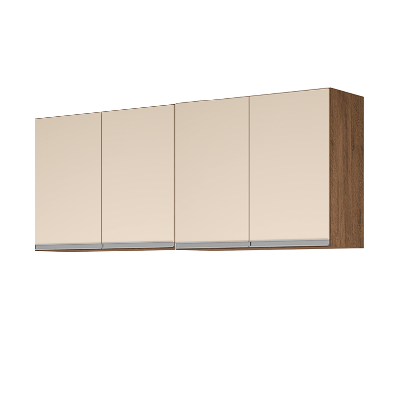 ARMARIO AEREO MODULADO 4 PORTAS MILLA CASTANHO OFF WHITE PUXADOR ALUMINIO