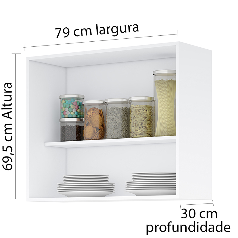 ARMARIO AEREO MODULADO 5 PORTAS MILLA BRANCO PUXADOR ALUMINIO