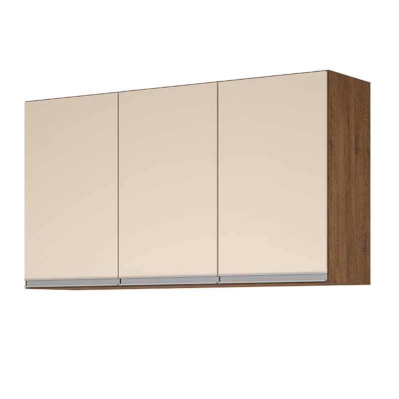 ARMARIO AEREO MODULADO 5 PORTAS MILLA CASTANHO OFF WHITE PUXADOR ALUMINIO