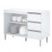 BALCÃO 2 PORTAS 3 GAVETAS MILLA  COM TAMPO EM MADEIRA  BRANCO PUXADOR ALUMINIO