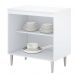 BALCÃO 2 PORTAS MILLA  COM TAMPO EM MADEIRA BRANCO BRANCO PUXADOR ALUMINIO