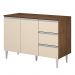 COZINHA MODULADA MILLA 11 PEÇAS CASTANHO OFF WHITE PUXADOR ALUMINIO