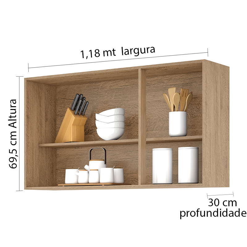 COZINHA MODULADA MILLA 4 PEÇAS AMENDOA OFF WHITE PUXADOR ALUMINIO