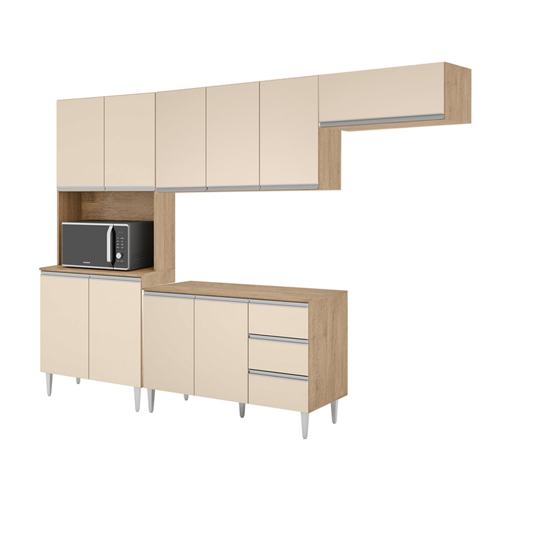 COZINHA MODULADA MILLA 4 PEÇAS AMENDOA OFF WHITE PUXADOR ALUMINIO II