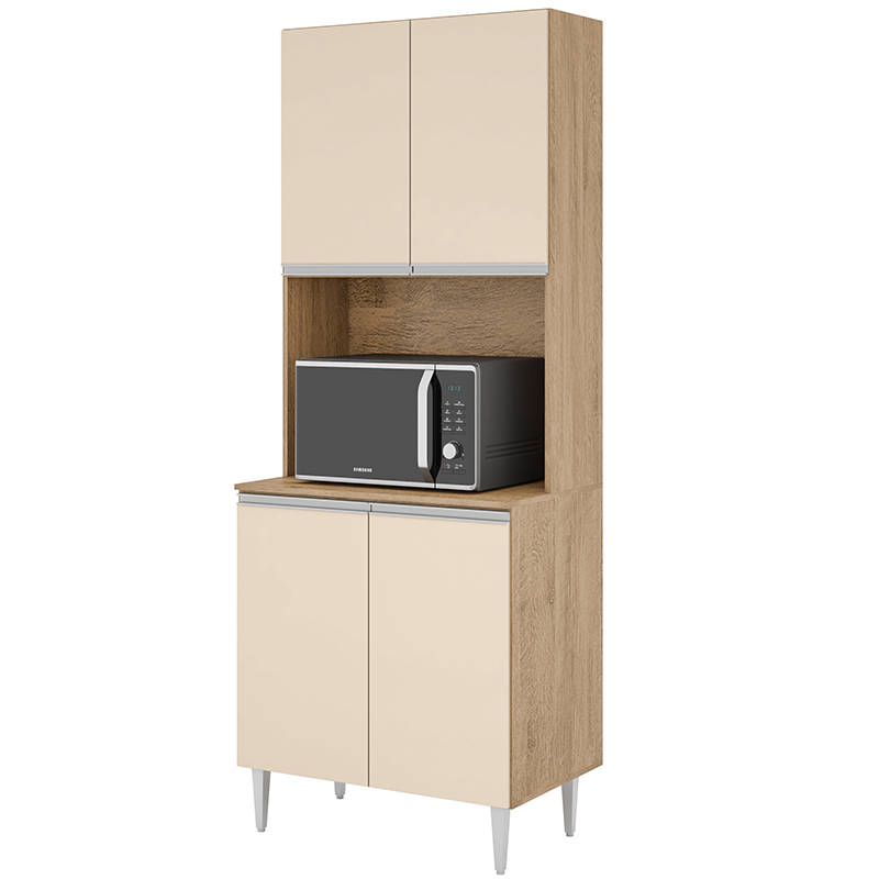 COZINHA MODULADA MILLA 4 PEÇAS AMENDOA OFF WHITE PUXADOR ALUMINIO II