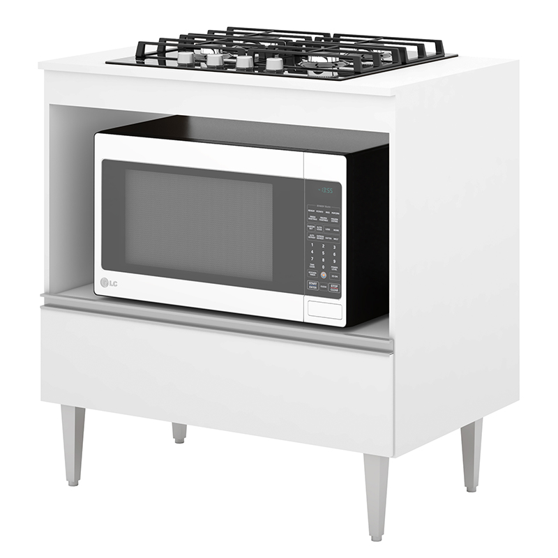 COZINHA MODULADA MILLA 4 PEÇAS BRANCO  PUXADOR ALUMINIO