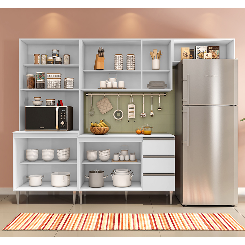 COZINHA MODULADA MILLA 4 PEÇAS BRANCO PUXADOR ALUMINIO II