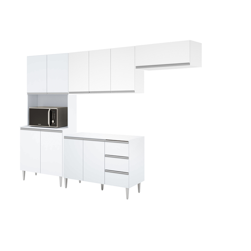 COZINHA MODULADA MILLA 4 PEÇAS BRANCO PUXADOR ALUMINIO II