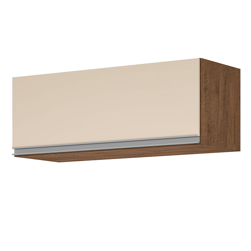 COZINHA MODULADA MILLA 4 PEÇAS CASTANHO OFF WHITE PUXADOR ALUMINIO II