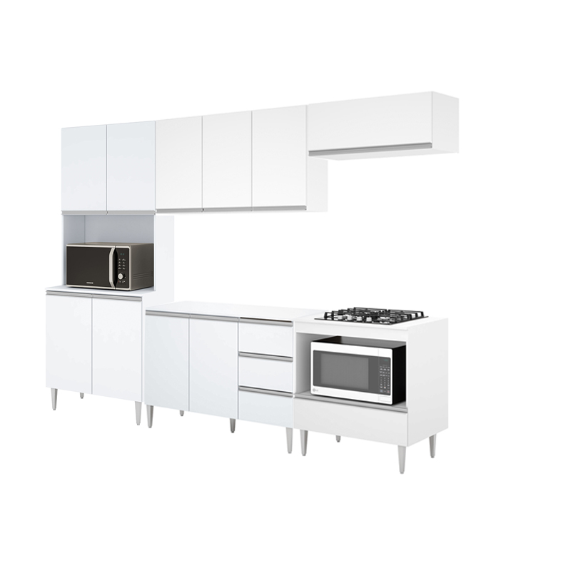 COZINHA MODULADA MILLA 5 PEÇAS BRANCO PUXADOR ALUMINIO