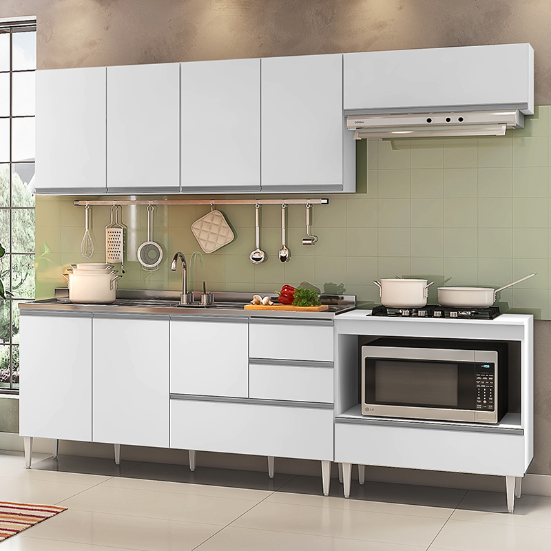 COZINHA MODULADA MILLA 5 PEÇAS BRANCO PUXADOR ALUMINIO II