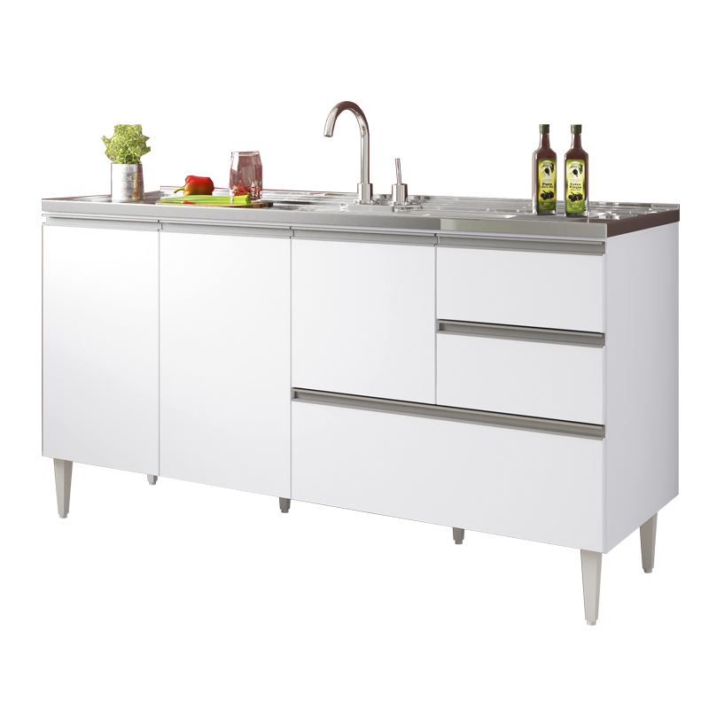 COZINHA MODULADA MILLA 5 PEÇAS BRANCO PUXADOR ALUMINIO II