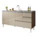 COZINHA MODULADA MILLA 5 PEÇAS CASTANHO OFF WHITE PUXADOR ALUMINIO II