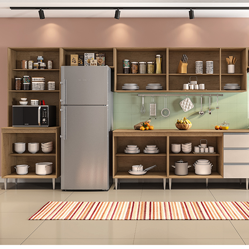 COZINHA MODULADA MILLA 6 PEÇAS AMENDOA OFF WHITE PUXADOR ALUMINIO II