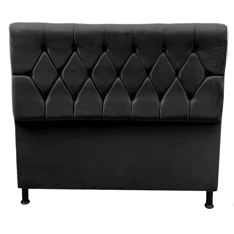 Cabeceira Paris Capitone para Cama Box Casal 140 CM Suede Preto