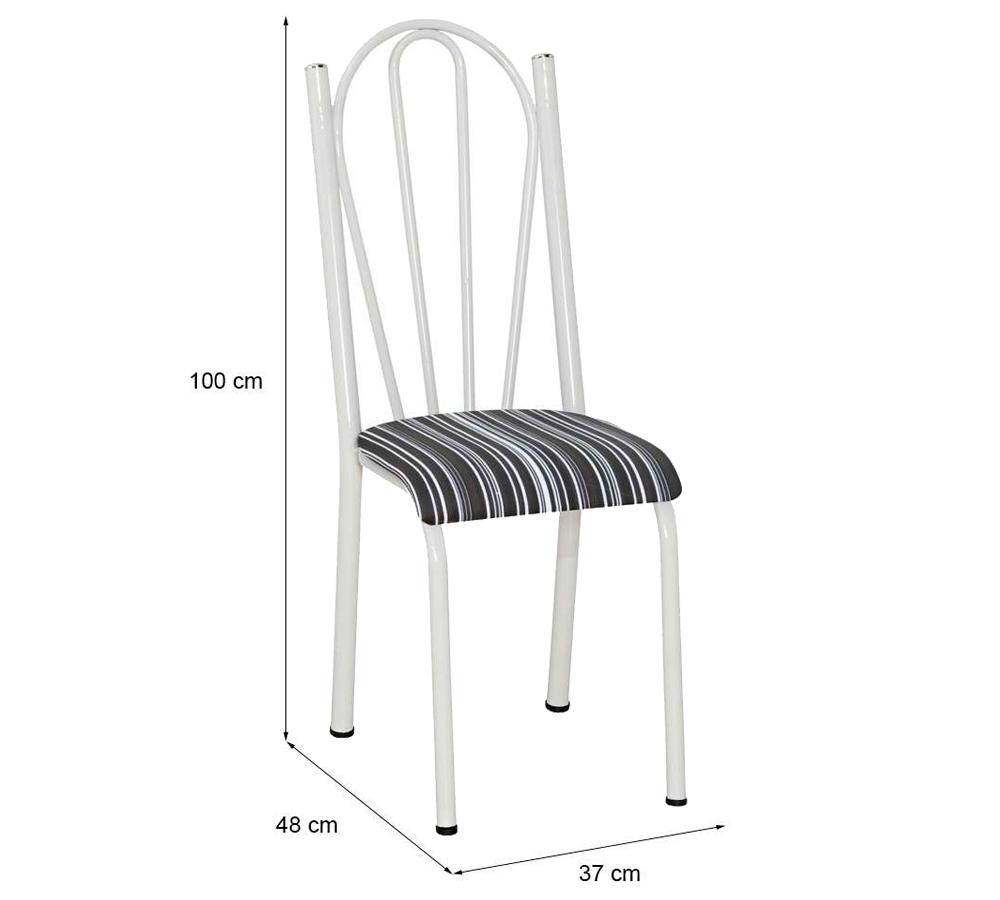 Cadeira Tubular Branca 021 Assento Preto Listrado