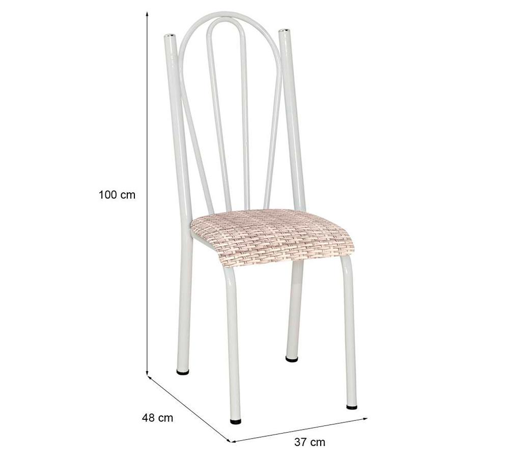 Cadeira Tubular Branca 021 Assento Rattan