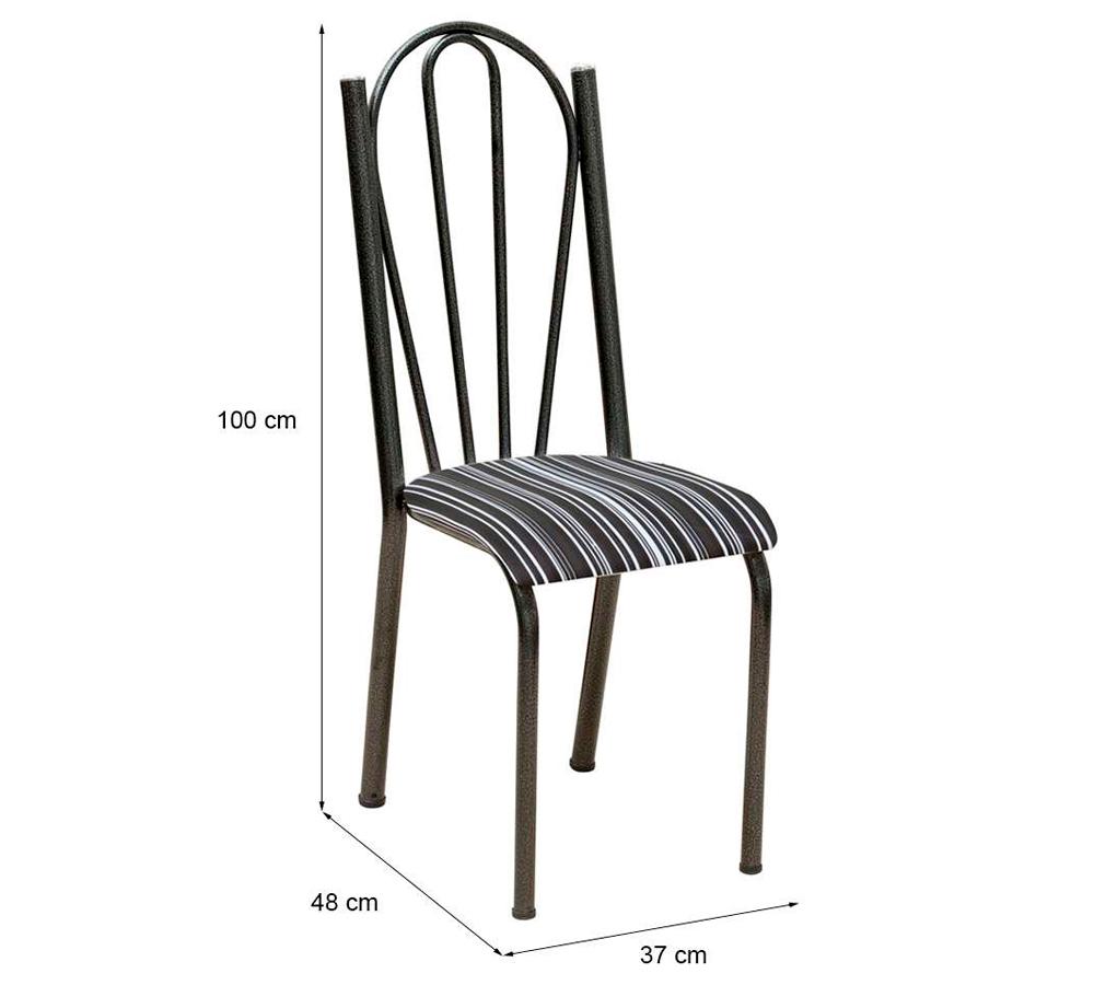 Cadeira Tubular Cromo Preto 021 Assento Preto Listrado
