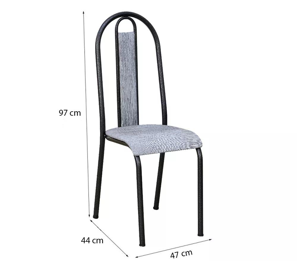 Cadeira Tubular Cromo Preto 058 Assento Grafiato