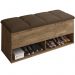 Calçadeira Bau Marry com Sapateira para cama Box de Casal Castanho Suede Marrom